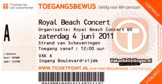 Golden Earring cancelled show ticket June 04, 2011 Scheveningen - Royal Beach concert